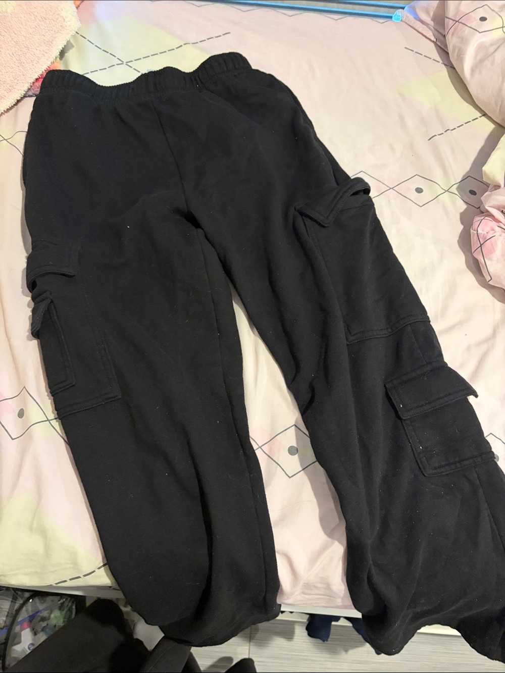 Garage Black Wide-Leg Cargo Jumpsuit Pants